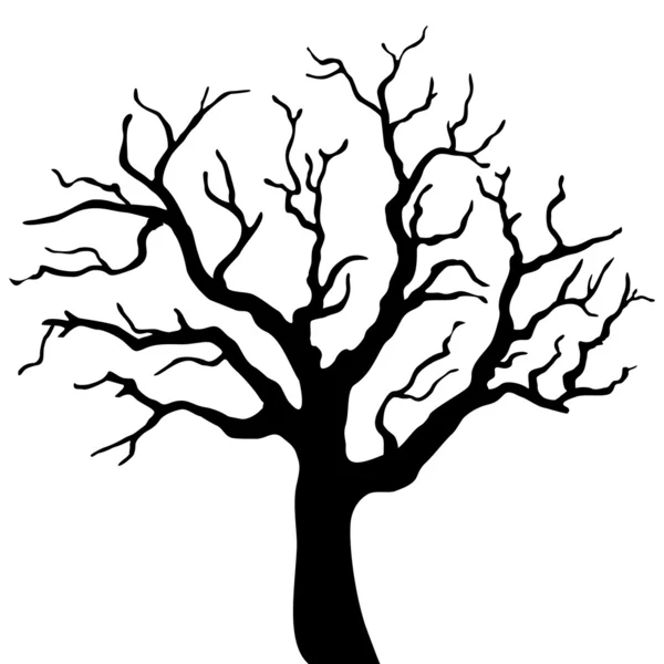 Σκιαγραφία διανυσματικού δέντρου που απομονώνεται σε λευκό φόντο. — Διανυσματικό Αρχείο