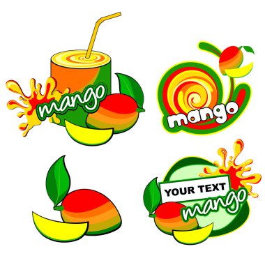 meyve etiketini ayarla. vektör mango.