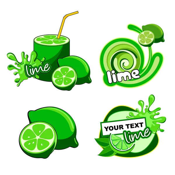 Fruit labels for lime. — Stock Vector