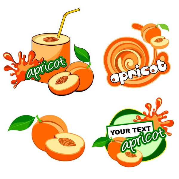 Set etiketten met abrikoos — Stockvector