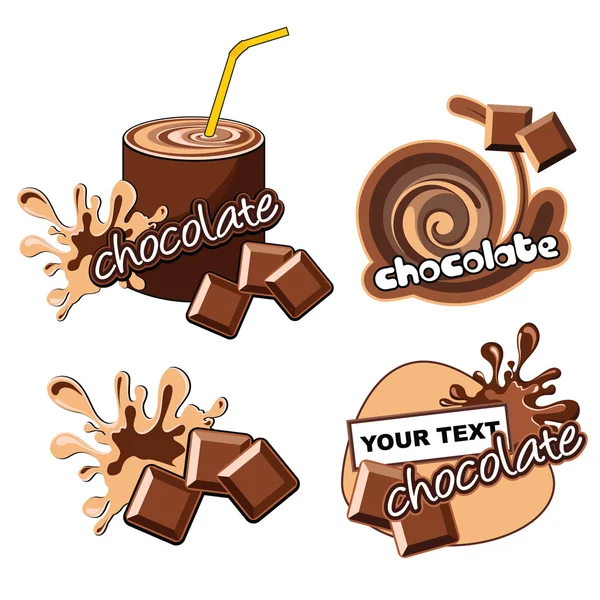 Set of labels with chocolate. — Stock Vector