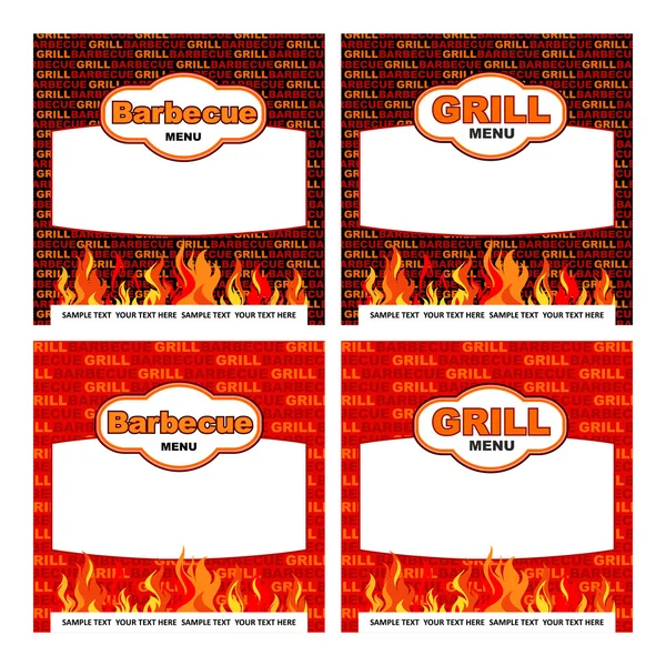 Set di etichette con grill e barbecue — Vettoriale Stock
