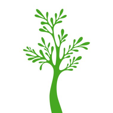 Beyaz arkaplanda ağaç silueti izole edildi.