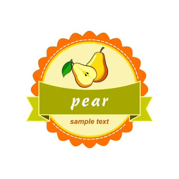 Diseño de etiquetas de frutas. Mango de pera . — Vector de stock