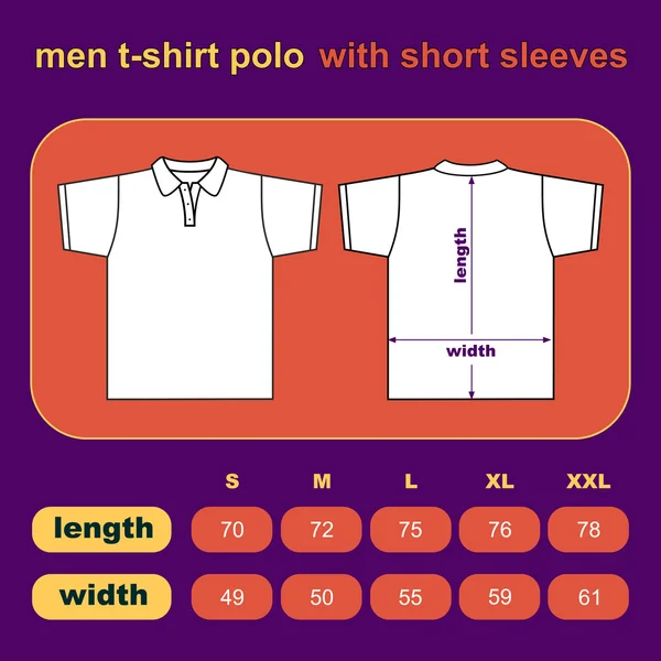 Camiseta polo hombres atrás y adelante . — Vector de stock