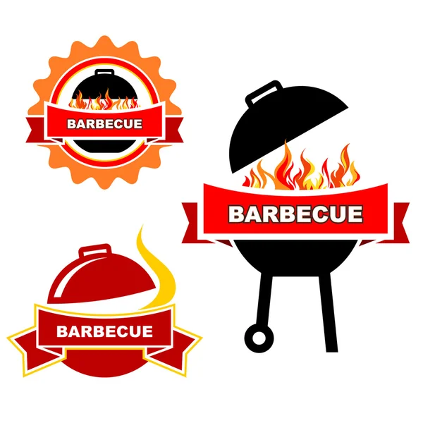 Grill en barbecue labels en tekenen — Stockvector