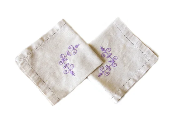 Πετσέτες λινού με κέντημα — Φωτογραφία Αρχείου