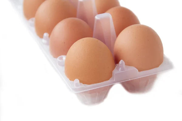 Hönsägg i en plastpåse — Stockfoto