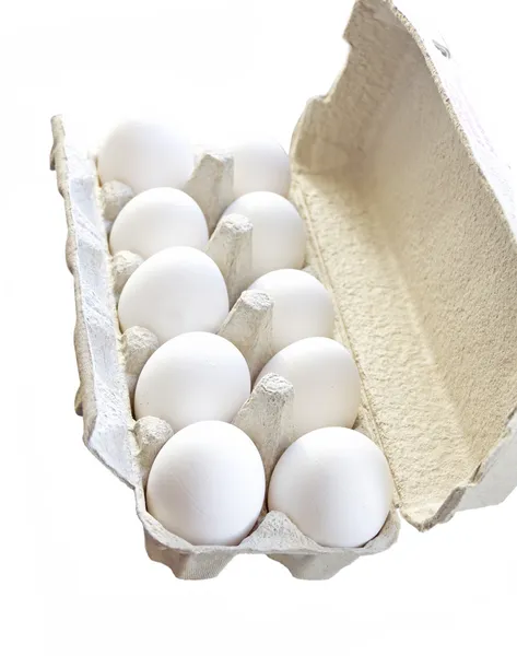 Eggs in a carton tape — Stock Photo, Image