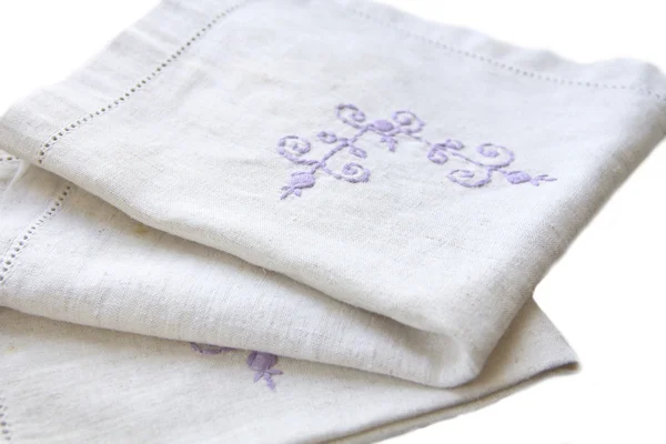 Πετσέτες λινού με κέντημα — Φωτογραφία Αρχείου