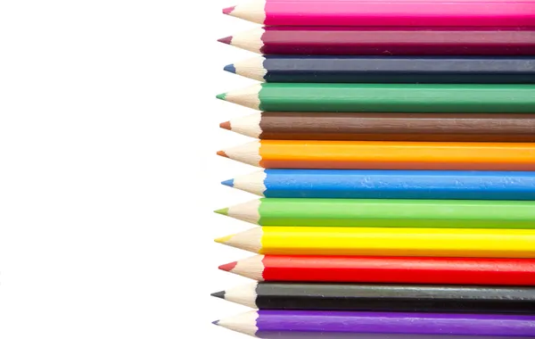 Colored pencils on white background — Stock Photo, Image