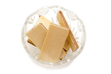 bir cam kapta tatlı gofret