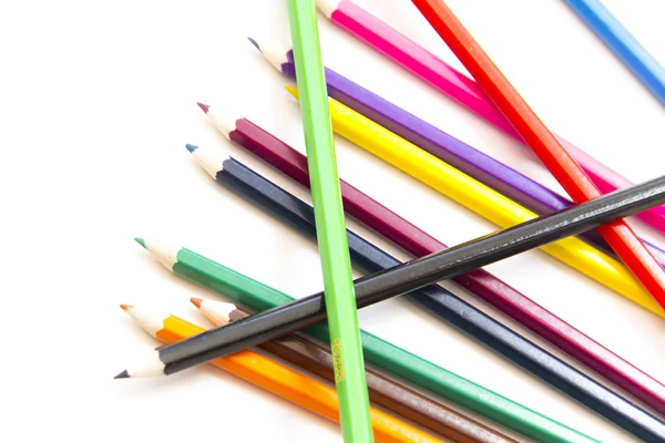 Colored pencils on white background — Stock Photo, Image