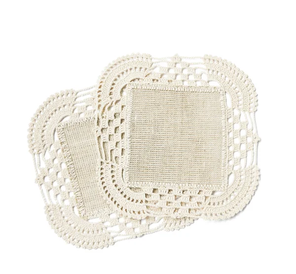 Linen napkins with lace — Stock Photo, Image