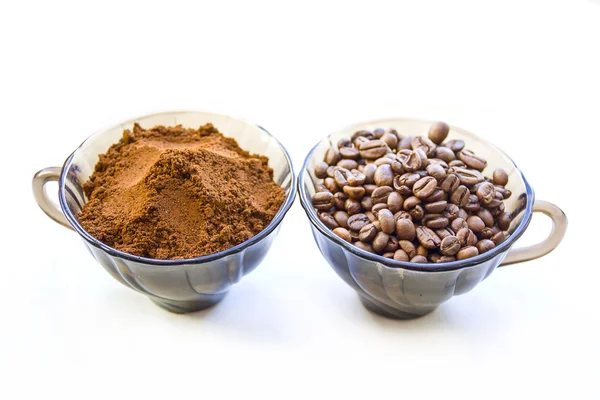 Coffee beans in a transparent cup Stock Photo