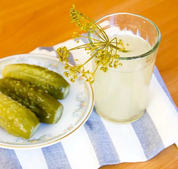 Pickles and pickle in a glass Stock Photo