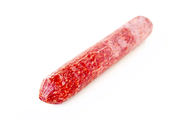 Saucisse fumée sur fond blanc — Photo