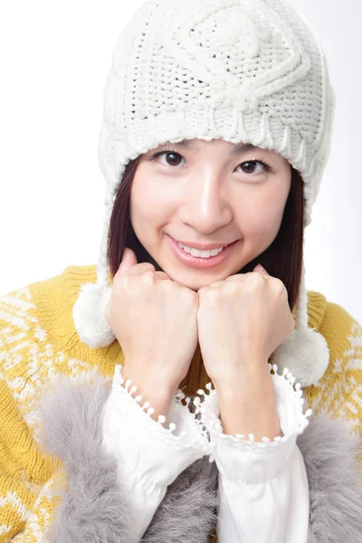 Charming smile face of young girl in sweater — Stock Photo, Image