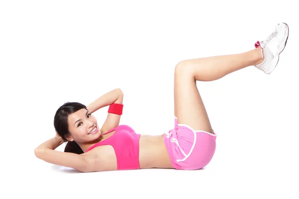 Exercise woman doing situps — Stock Photo, Image