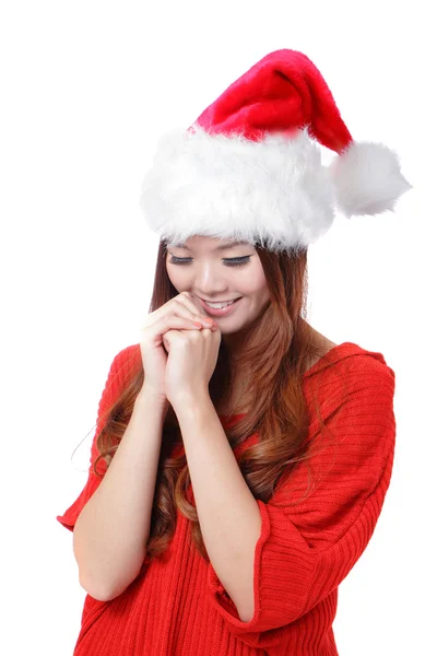 Boże Narodzenie piękna dziewczyna Wypowiedz życzenie — Zdjęcie stockowe