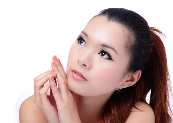 Asiático beleza pele cuidado mulher rosto — Fotografia de Stock