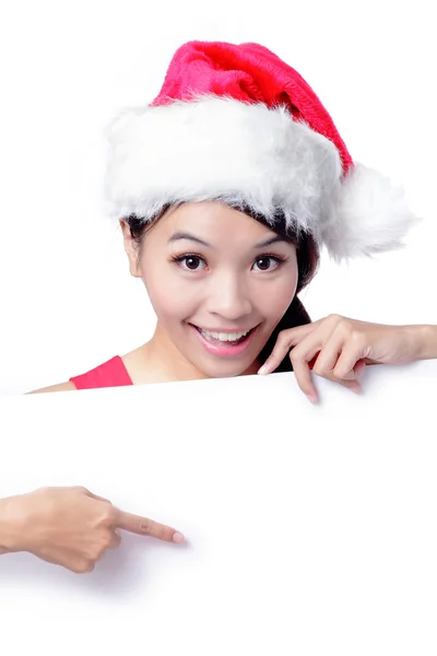 Christmas Girl smile Show billboard — Stock Photo, Image