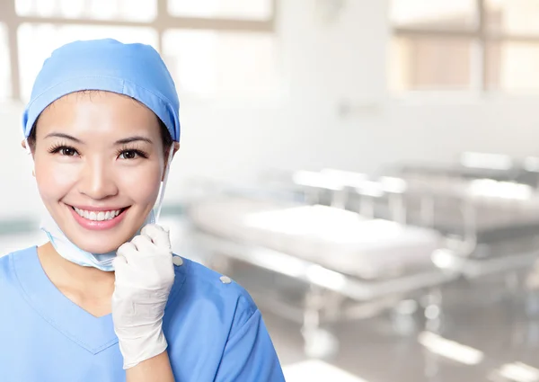 Confident woman doctor in hospital — Stock Photo, Image