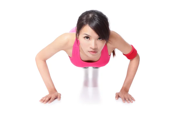 Young sport Woman Doing Push Up — Stock Photo, Image
