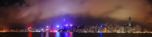 Panorama of Hong Kong skyline at night — Stock Photo, Image