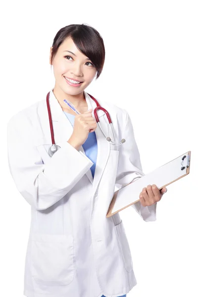 Pensamiento profesional médico médico mujer — Foto de Stock