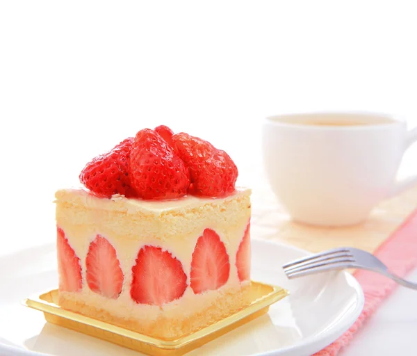 Pastel dulce con fresa — Foto de Stock