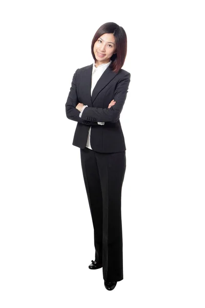 Mujer de negocios sonrisa y brazos cruzados — Foto de Stock