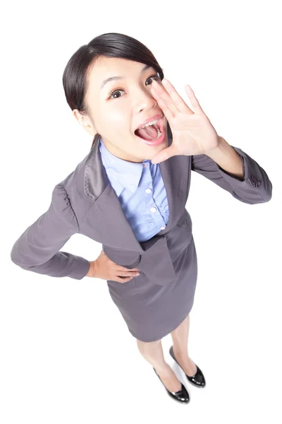 Gelukkig zakelijke vrouw shout — Stockfoto