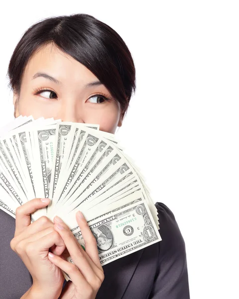 Business Woman Holding Money — Stock Photo, Image