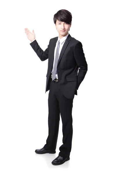 Hombre de negocios presentando en longitud completa — Foto de Stock