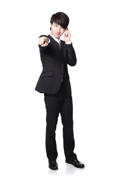 Hombre de negocios guapo hablando teléfono móvil —  Fotos de Stock