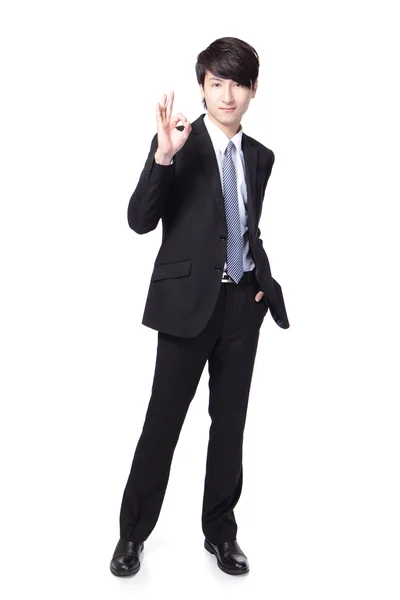 Smiling business man with okay gesture — Stock Photo, Image