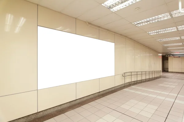 Blank billboard in metro station — Stock Photo, Image