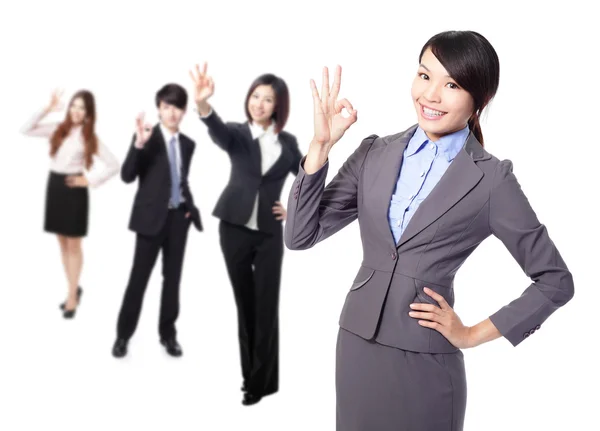 Business woman making the ok sign — Stock Photo, Image
