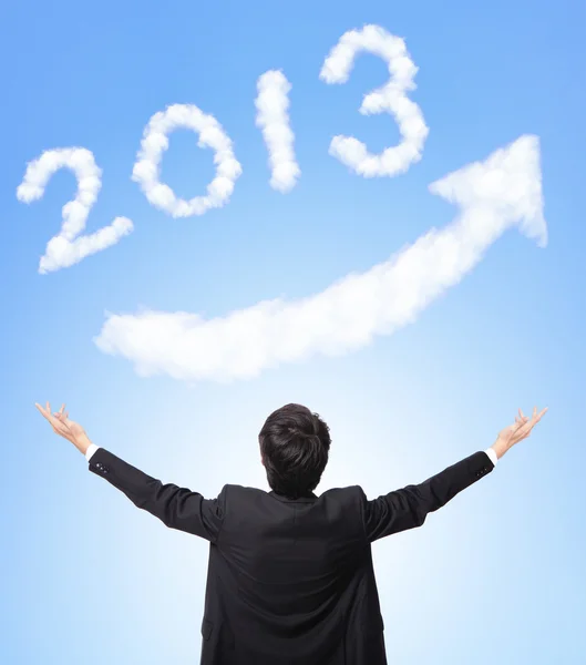 Hombre de negocios abrazo feliz año nuevo 2013 — Foto de Stock