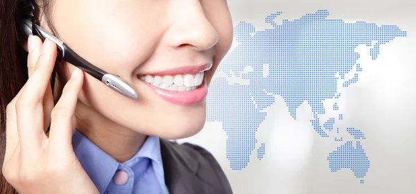 Close up of asian business woman operator — Stock Photo, Image