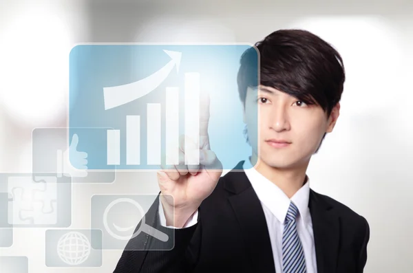 Business man touch all kinds of icon — Stock Photo, Image