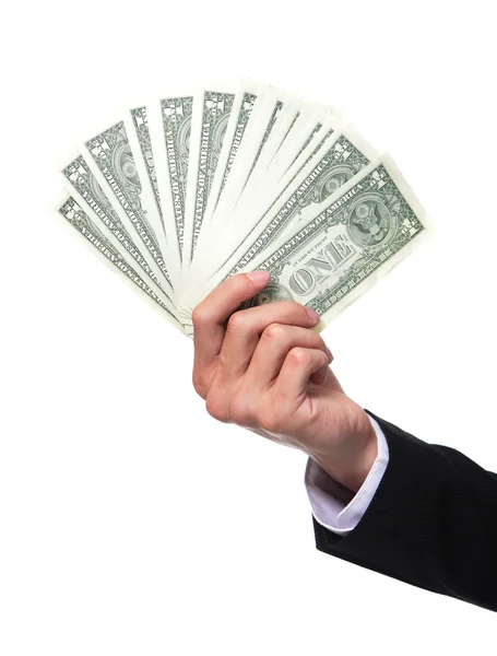 Business man hand innehav pengar — Stockfoto