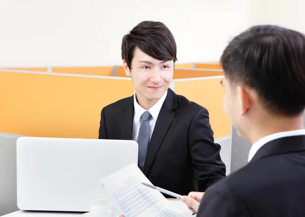 Portrait of successful businessman at the interview — Stock Photo, Image