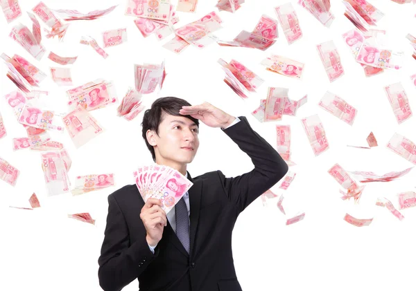 Feliz hombre de negocios tienen dinero de China — Foto de Stock