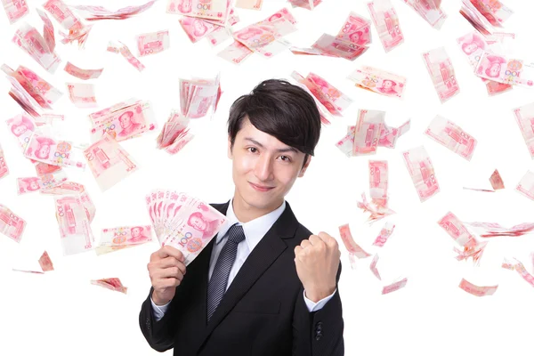 Feliz hombre de negocios tienen dinero de China —  Fotos de Stock