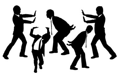 Silhouettes of Business men holding something heavy clipart
