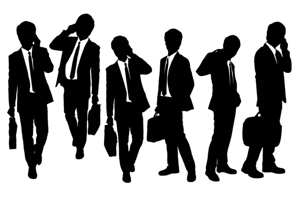 Silhouettes of Business men speaking phone — Stock Vector