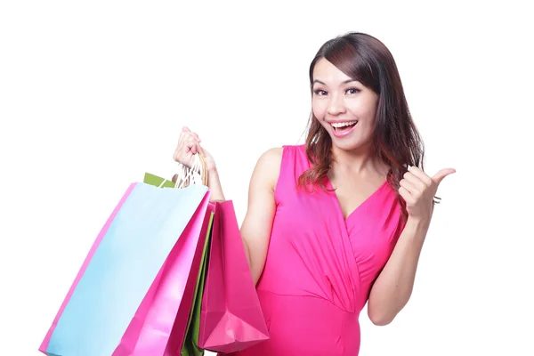 Buon shopping giovane donna — Foto Stock