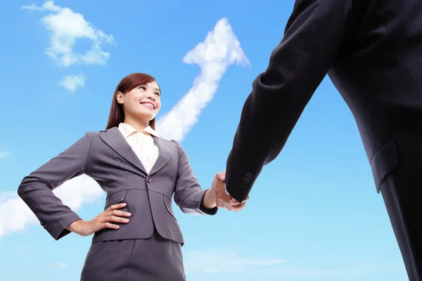 Success Business concept - woman and man handshake — Stock Photo, Image